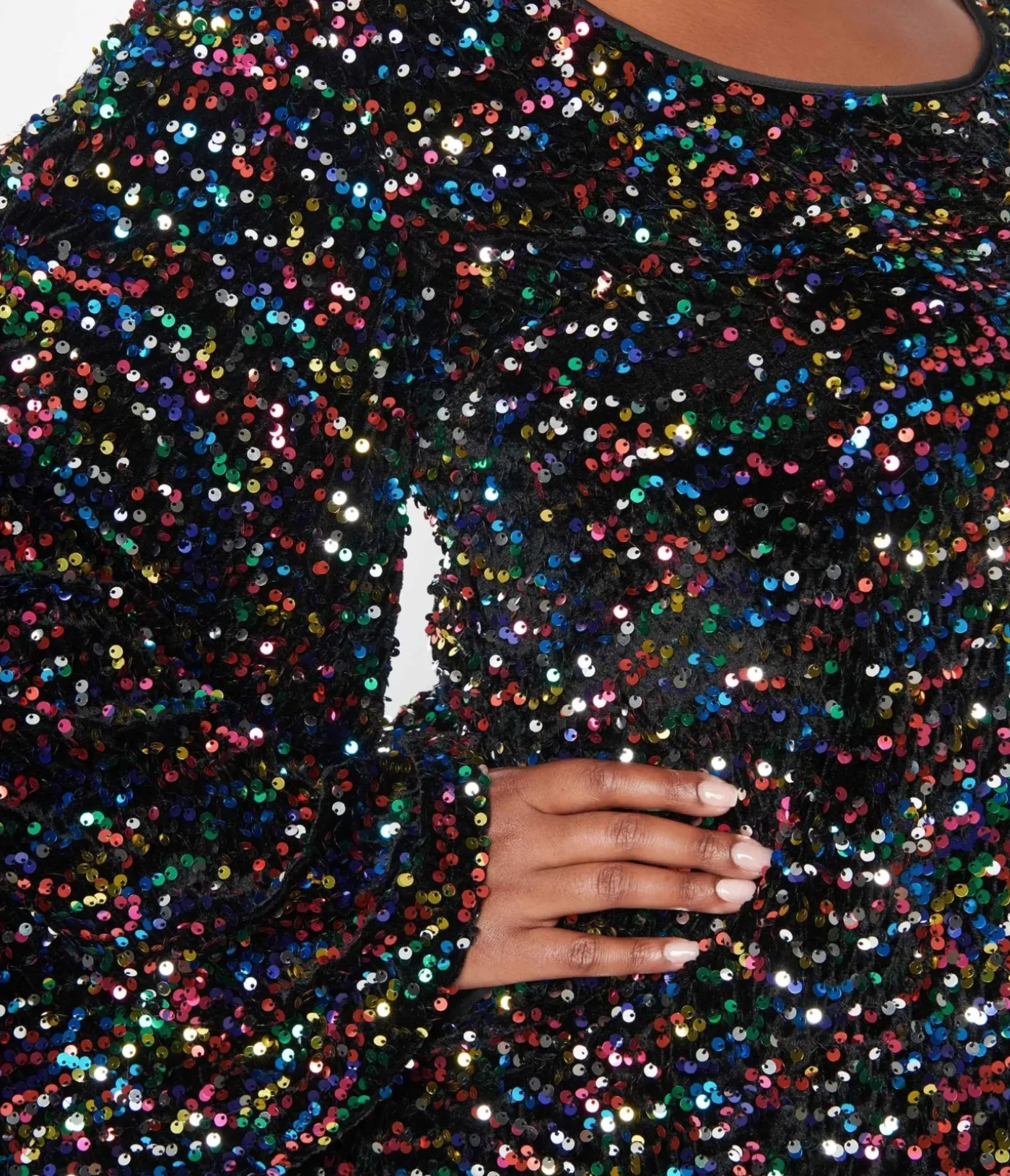 Unique Vintage Fit & Flare|Pocket Dresses>Smak Parlour Black & Rainbow Sequin Downtown Scene Mini Dress