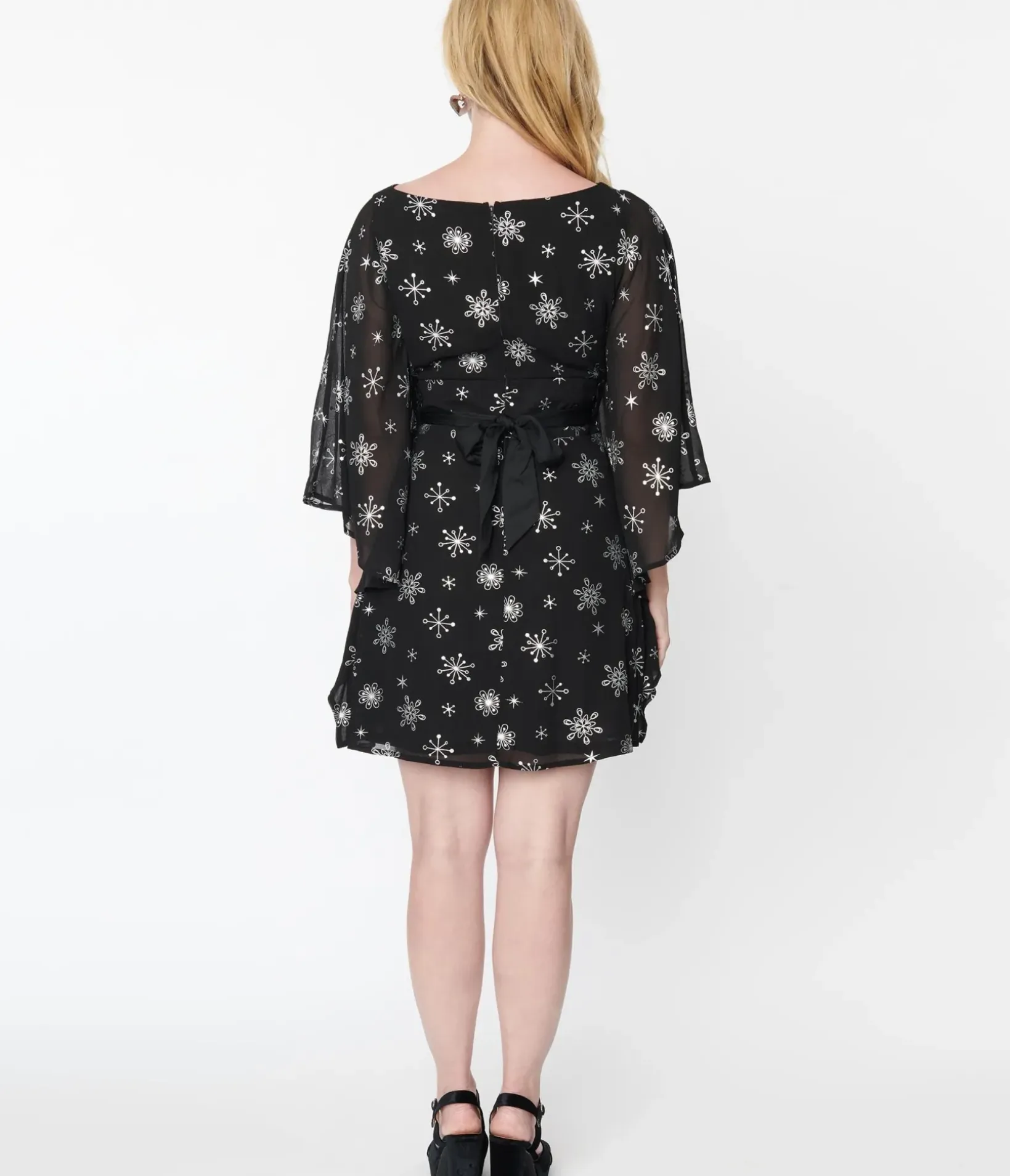 Unique Vintage Fit & Flare|Caftans>Smak Parlour Black & Silver Snowflake Social Climber Caftan
