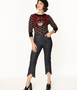 Unique Vintage All Things Black>Smak Parlour Dark Denim Notched Capri Jeans