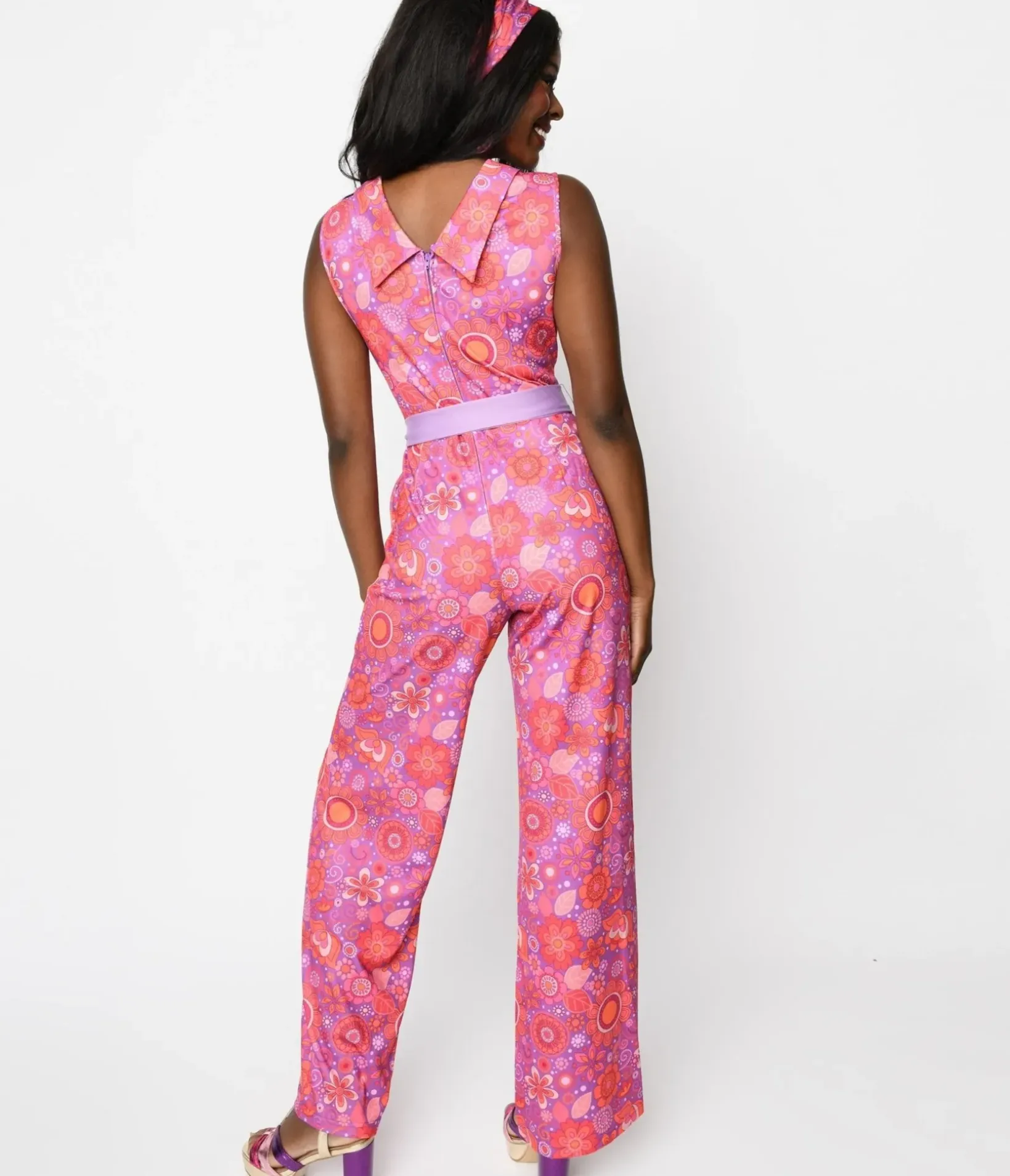 Unique Vintage Rompers & Jumpsuits|Rompers & Jumpsuits>Smak Parlour Groovy Orange Floral Cowl Neck Jumpsuit