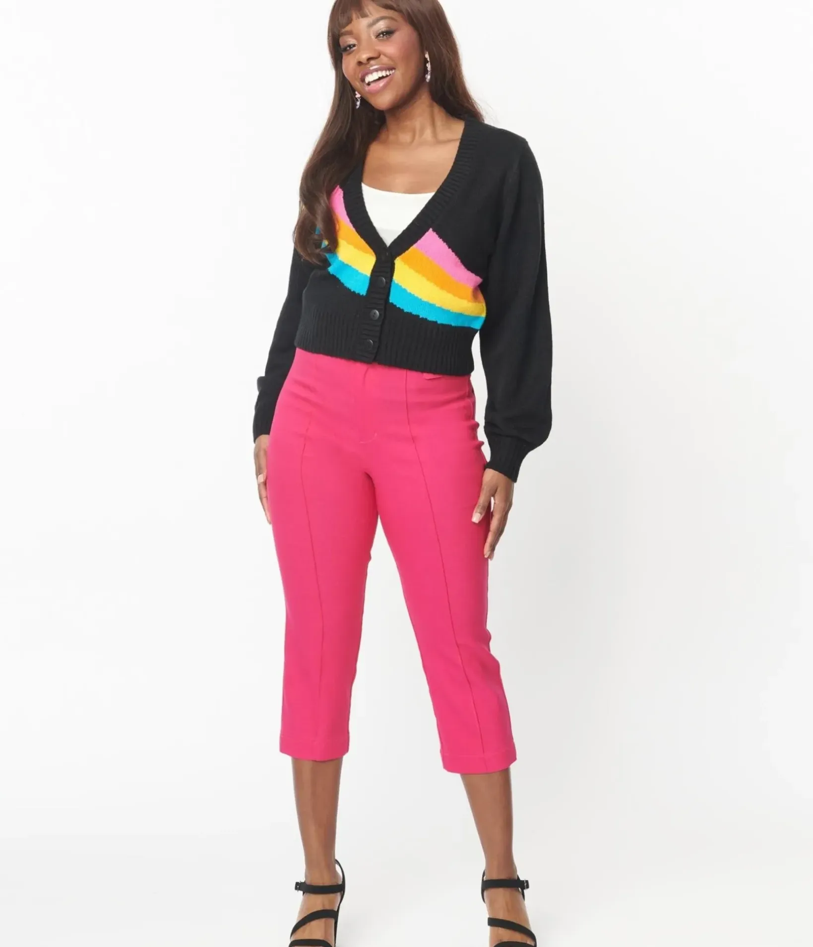 Unique Vintage Pants|Pants>Smak Parlour Hot Pink Pintuck Capris