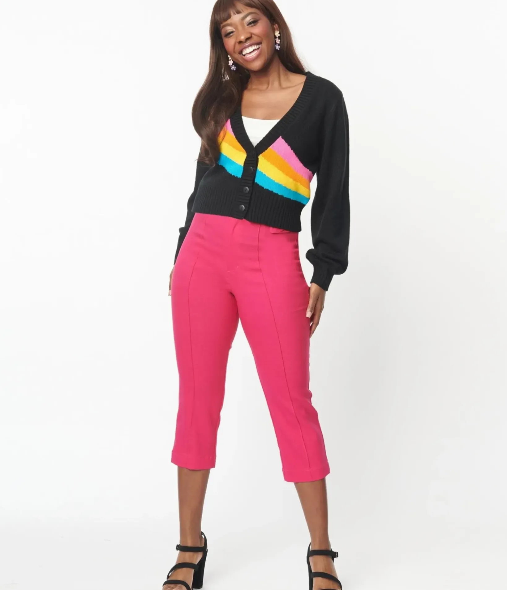 Unique Vintage Pants|Pants>Smak Parlour Hot Pink Pintuck Capris
