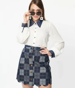 Unique Vintage Work Wear>Smak Parlour Ivory Sheer Blouse