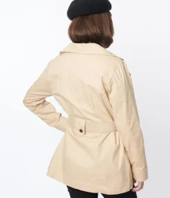 Unique Vintage Coats & Jackets>Smak Parlour Khaki Belted Trench Coat