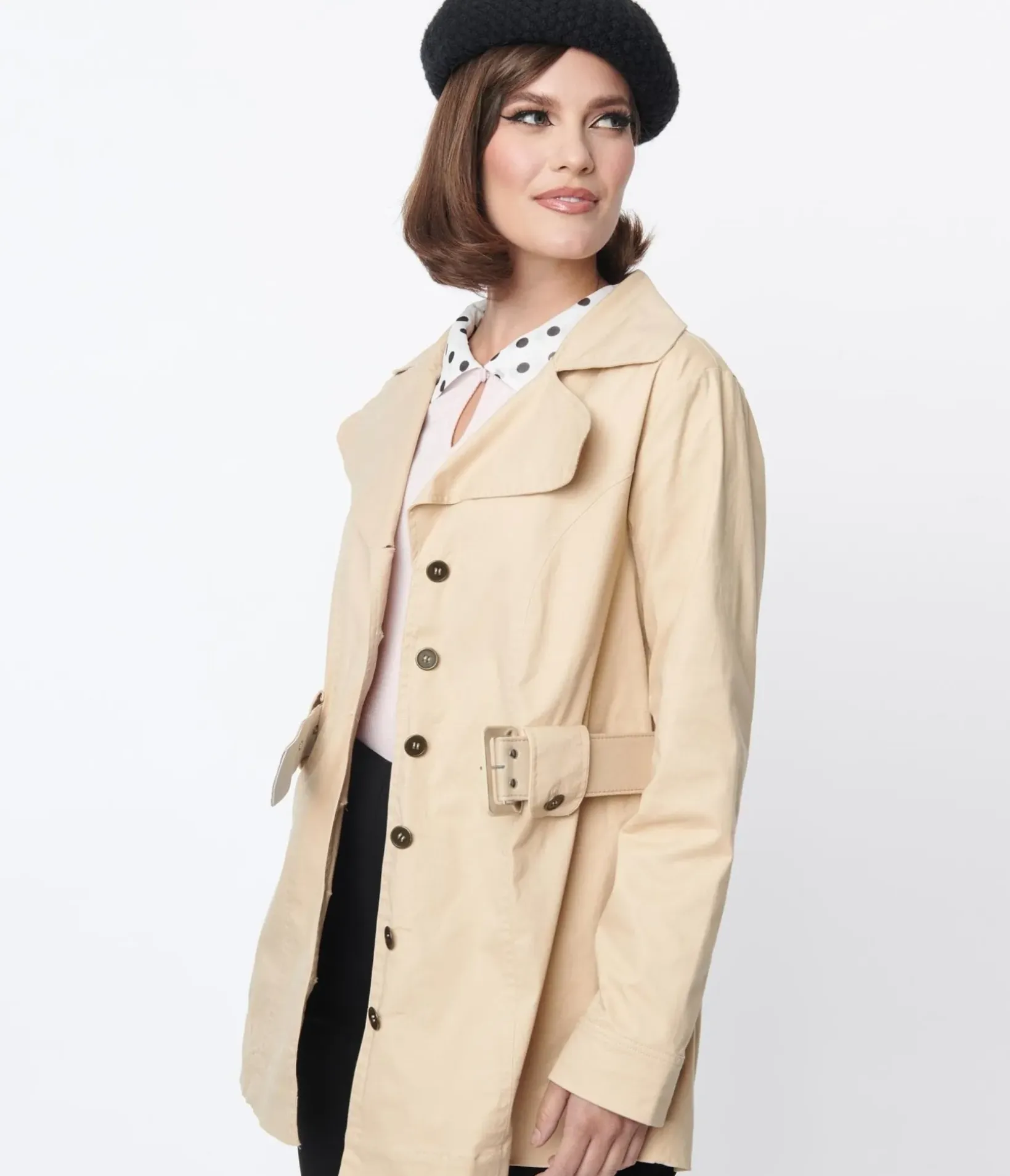 Unique Vintage Coats & Jackets>Smak Parlour Khaki Belted Trench Coat