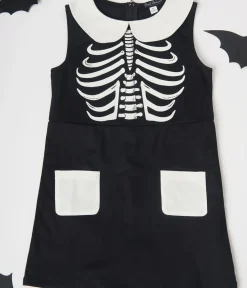 Unique Vintage Pocket Dresses|Everyday Dresses>Smak Parlour Kids Black & White Glow in the Dark Skeleton Power Mini Dress