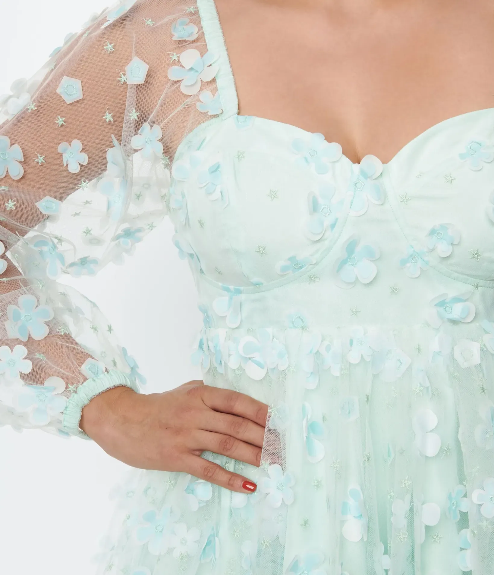 Unique Vintage Babydoll|Babydoll>Smak Parlour Mint Tulle & Daisy Babydoll Dress