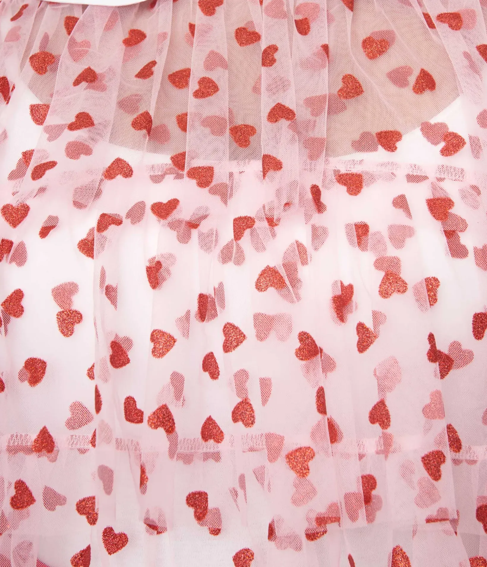Unique Vintage All Things Pink|All Things Red>Smak Parlour Pink & Red Glitter Hearts Mesh Ruffle Top