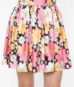 Unique Vintage Skirts|All Things Pink>Smak Parlour Pink & White Floral Gathered Mini Skirt