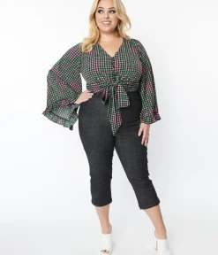 Unique Vintage All Things Black>Smak Parlour Plus Size Black Denim Capris