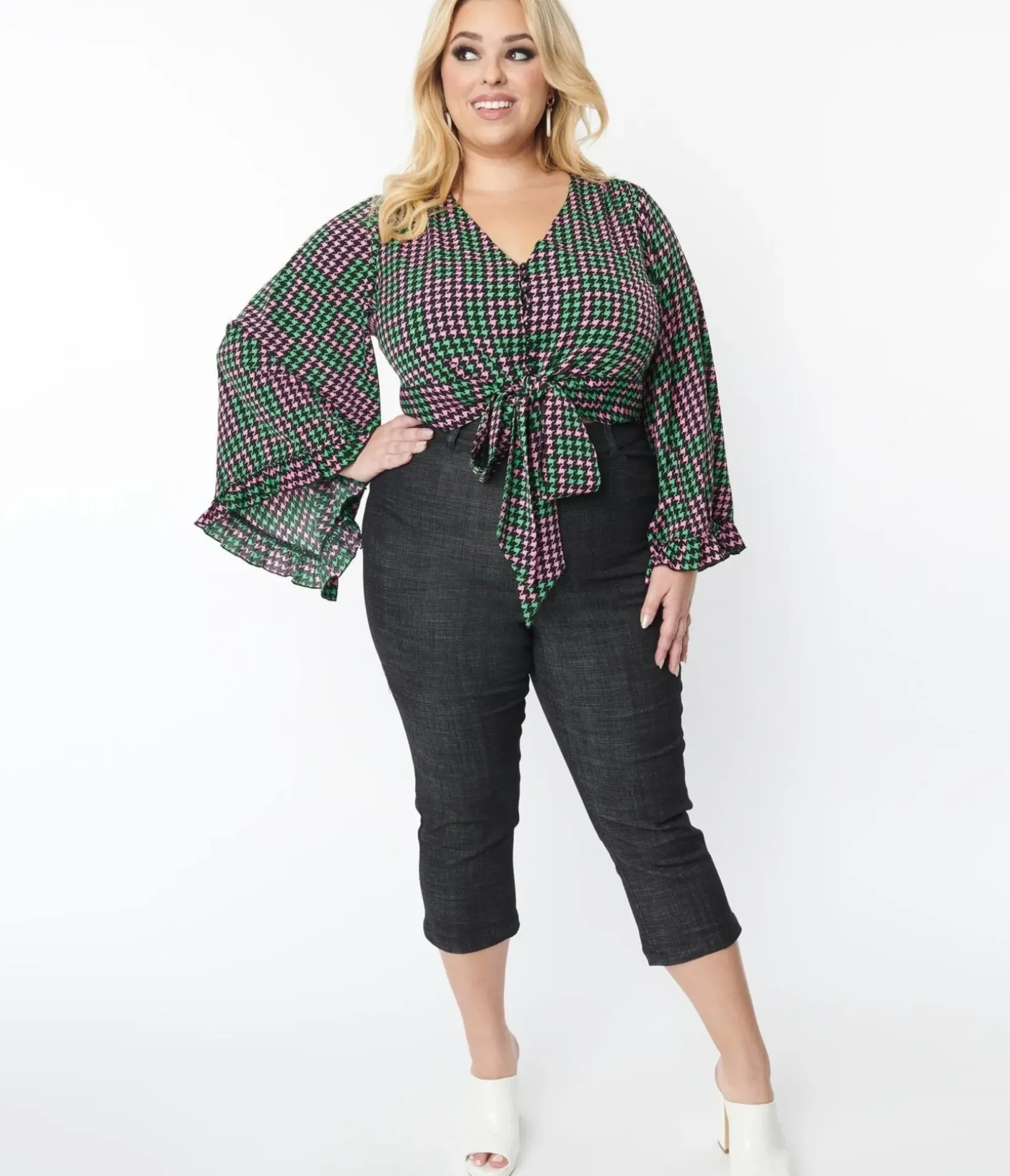 Unique Vintage All Things Black>Smak Parlour Plus Size Black Denim Capris