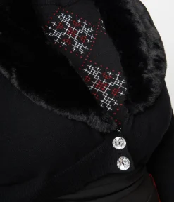 Unique Vintage Sweaters & Cardigans|Sweaters & Cardigans>Smak Parlour Plus Size Black Faux Fur Collar Cardigan