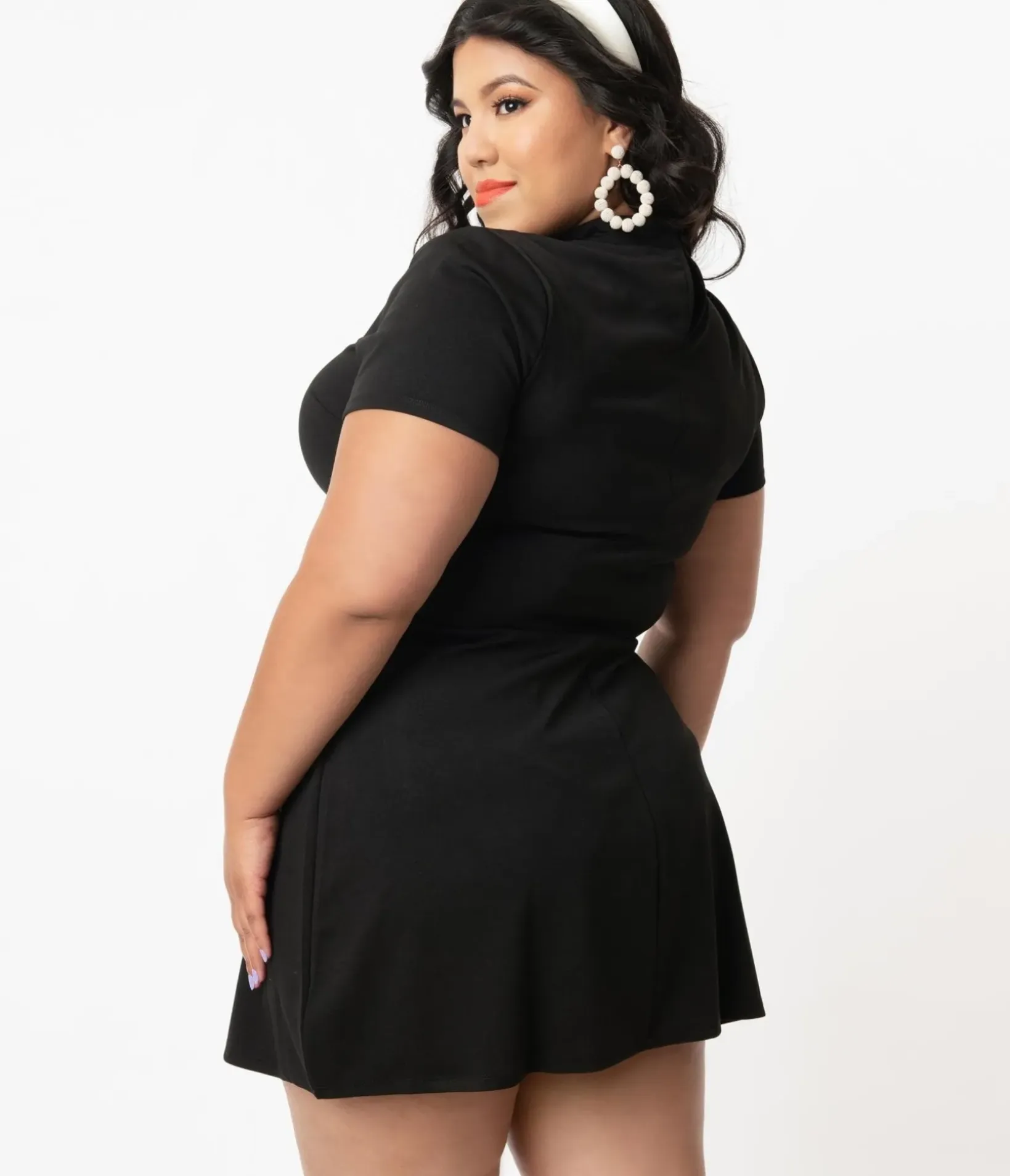Unique Vintage Pocket Dresses|Everyday Dresses>Smak Parlour Plus Size Black Mock Turtleneck Wave Maker Dress