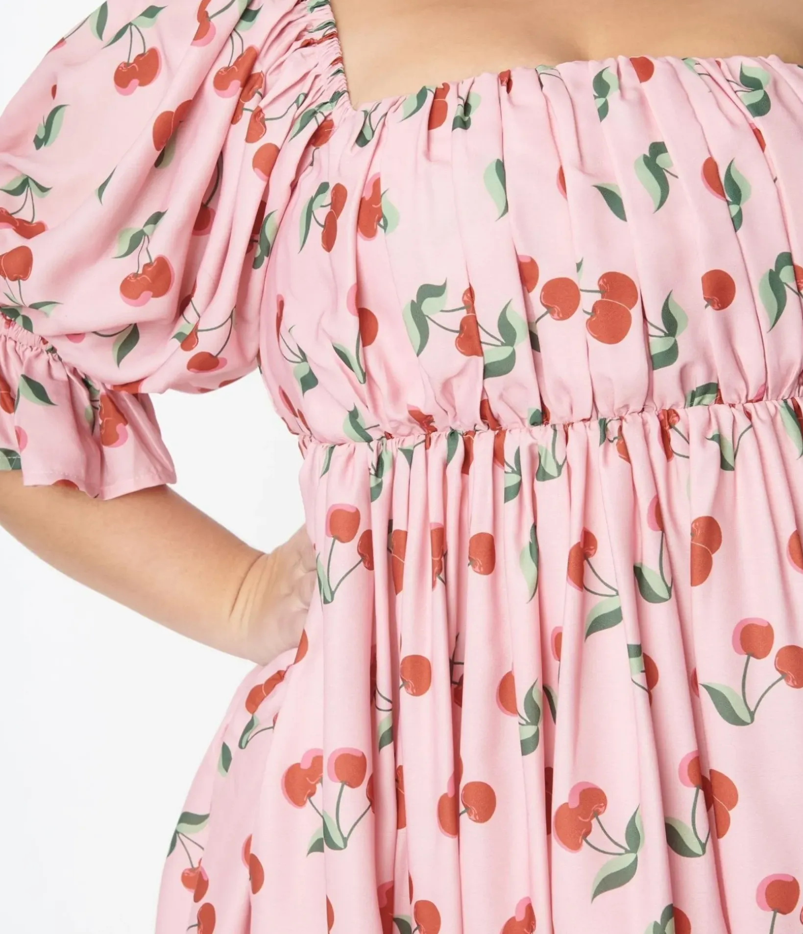 Unique Vintage Babydoll|Babydoll>Smak Parlour Plus Size Pink & Cherries Love Interest Babydoll Dress