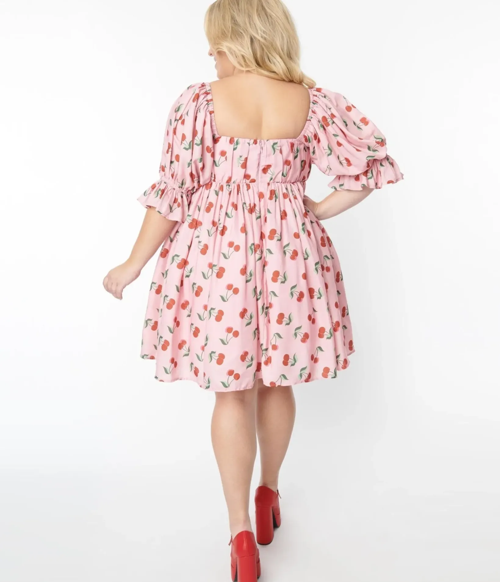 Unique Vintage Babydoll|Babydoll>Smak Parlour Plus Size Pink & Cherries Love Interest Babydoll Dress