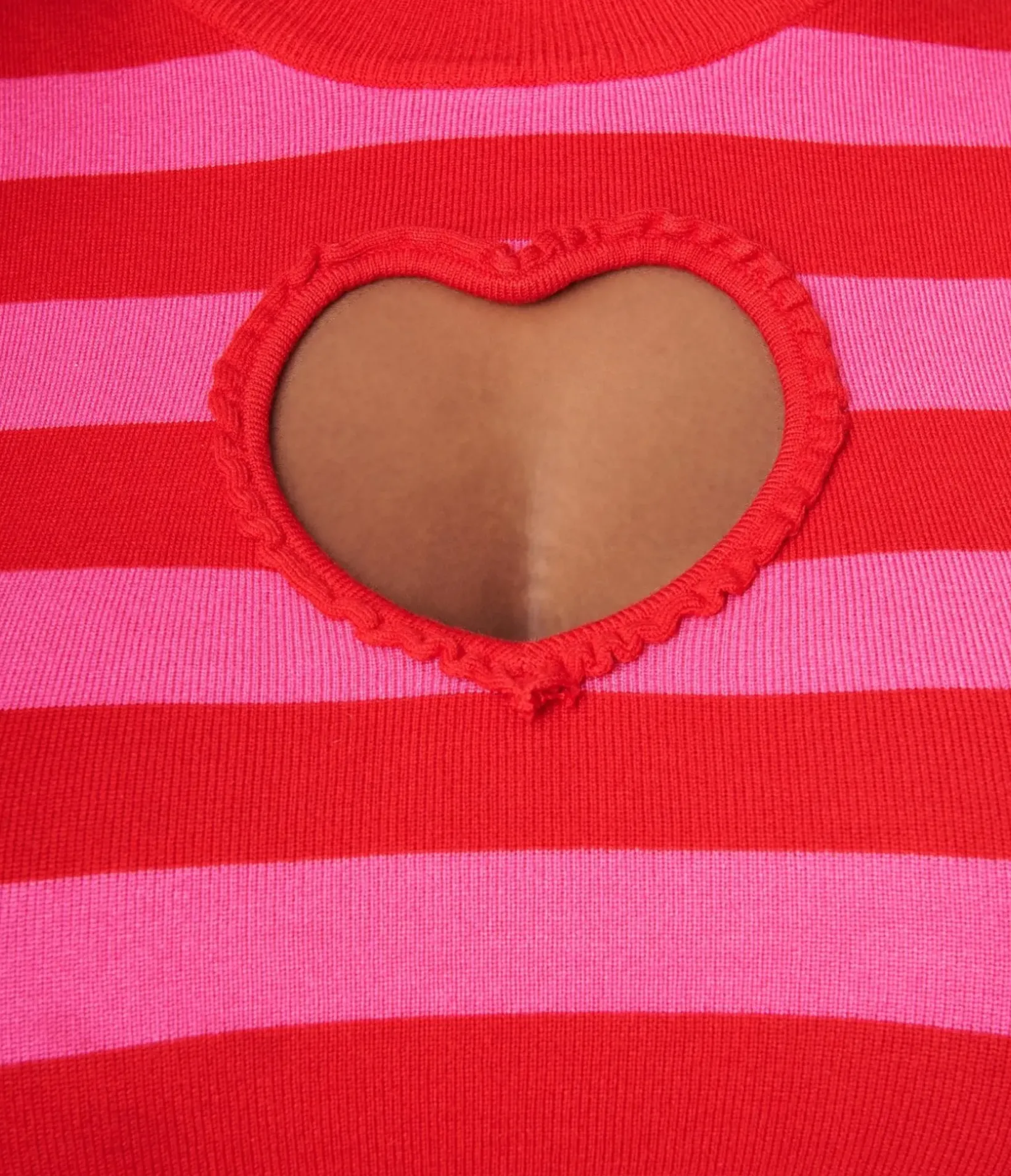 Unique Vintage All Things Pink|All Things Red>Smak Parlour Plus Size Red & Pink Stripe Keyhole Heart Sweater