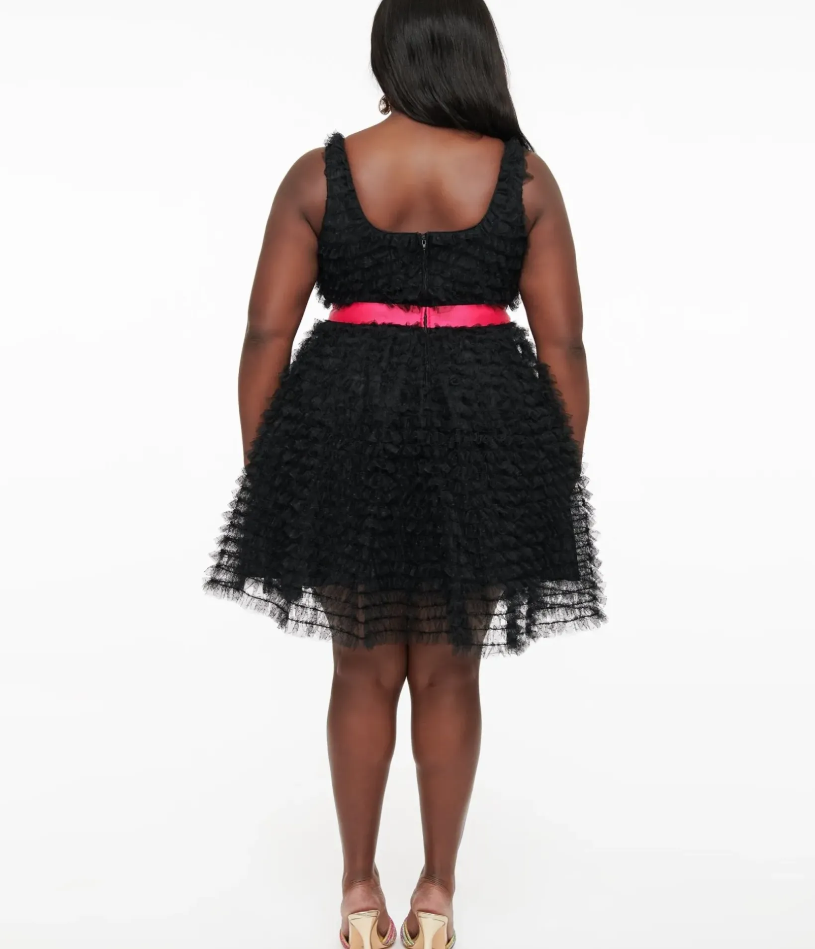 Unique Vintage Babydoll|Babydoll>Smak Parlour Plus Size 1960s Black & Hot Pink Empire Waist Mini Dress