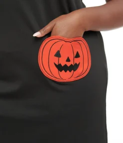 Unique Vintage Pocket Dresses|Everyday Dresses>Smak Parlour Plus Size 1960s Black & Orange Pumpkin Pocket Shift Dress