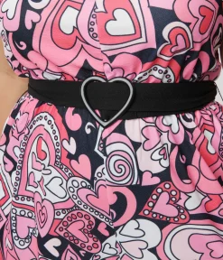 Unique Vintage All Things Pink>Smak Parlour Plus Size 1970s Black & Pink Psychedelic Hearts Draped Darling Jumpsuit