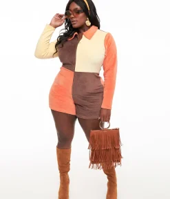Unique Vintage Rompers & Jumpsuits|Rompers & Jumpsuits>Smak Parlour Plus Size 1960s Fall Color Block Terry Cloth Romper