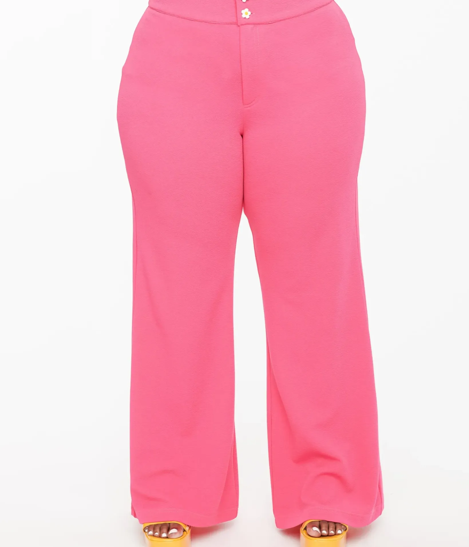 Unique Vintage Pants|Pants>Smak Parlour Plus Size 1960s Hot Pink High Waist Flare Pants