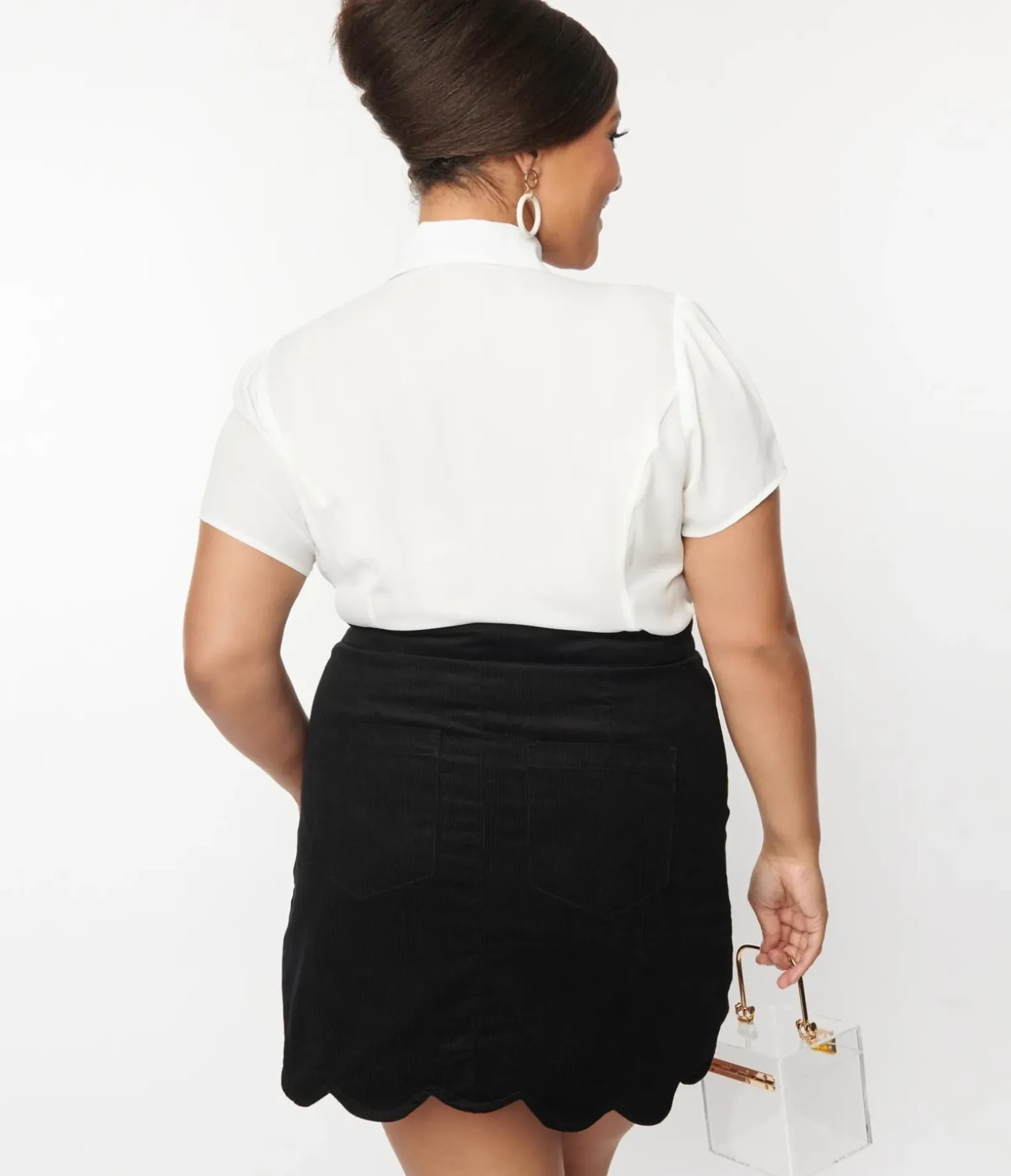 Unique Vintage Blouses>Smak Parlour Plus Size White & Bow Ties Power Play Blouse