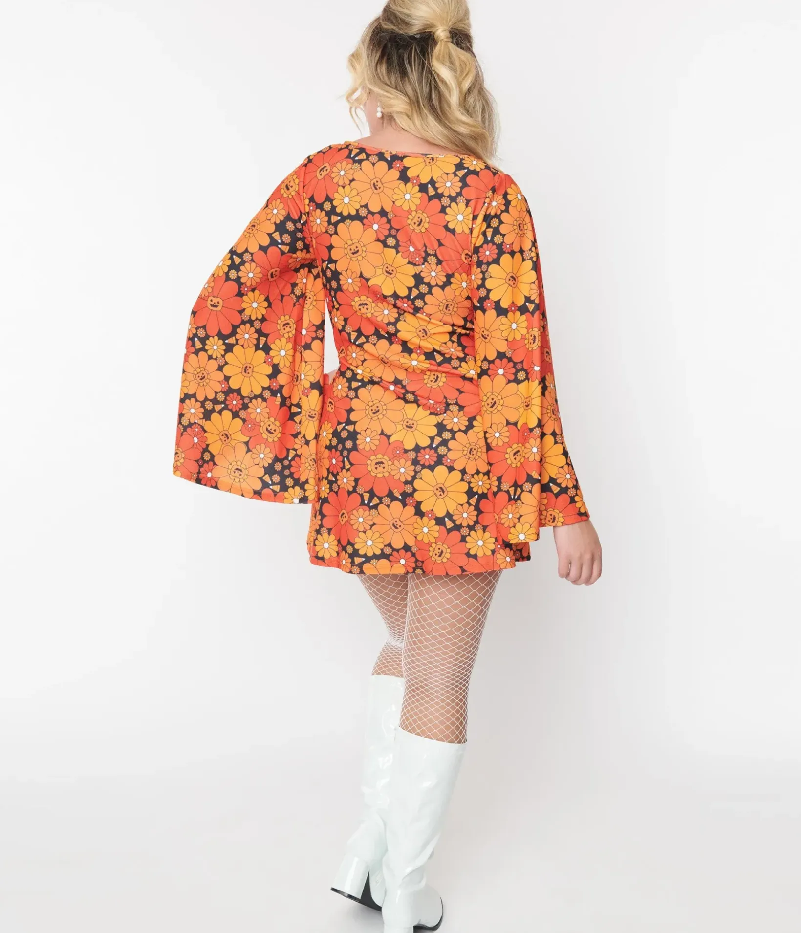 Unique Vintage Pocket Dresses|Everyday Dresses>Smak Parlour Pumpkin Mod Floral Downtown Scene Mini Dress