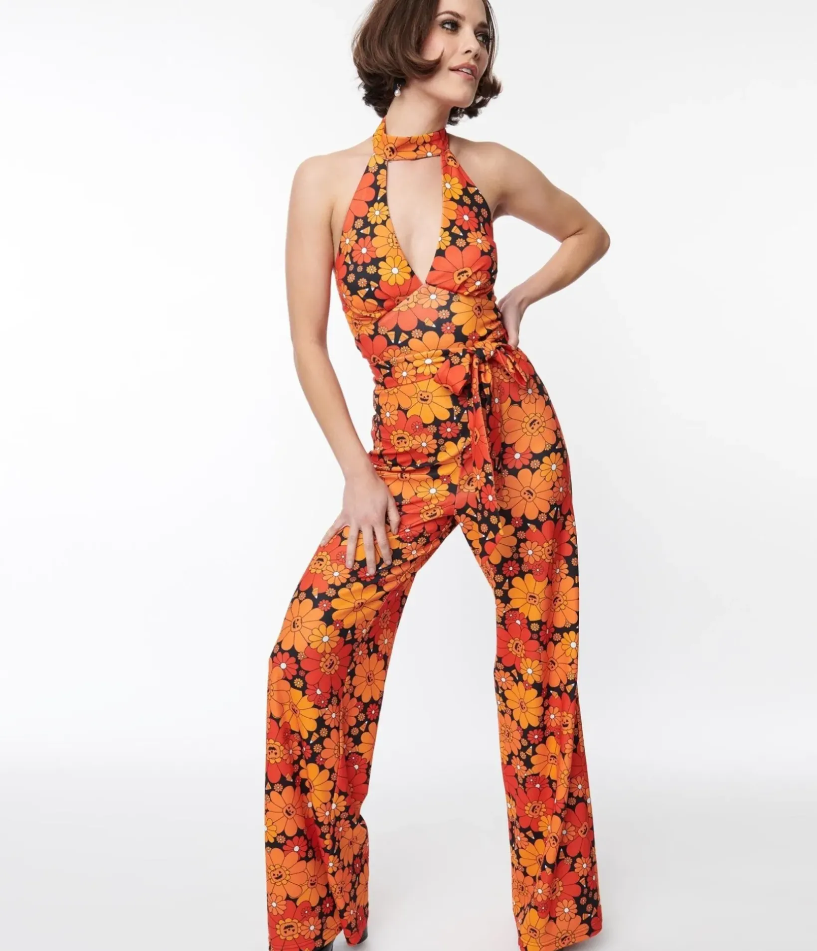 Unique Vintage Rompers & Jumpsuits|Rompers & Jumpsuits>Smak Parlour Pumpkin Mod Floral Glamour Goddess Jumpsuit