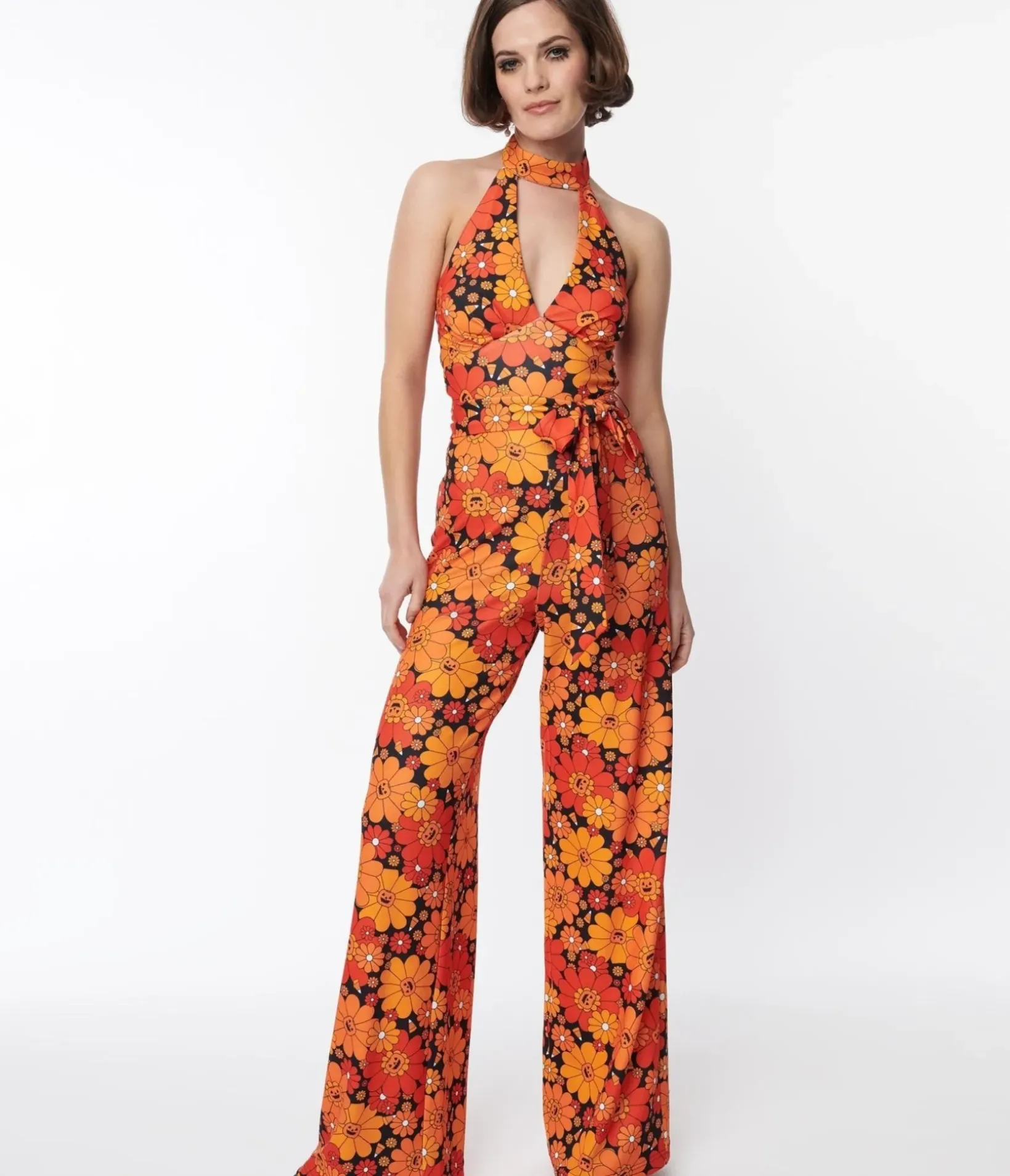 Unique Vintage Rompers & Jumpsuits|Rompers & Jumpsuits>Smak Parlour Pumpkin Mod Floral Glamour Goddess Jumpsuit