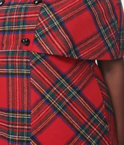 Unique Vintage Coats & Jackets|Work Wear>Smak Parlour Red Tartan Plaid Coat