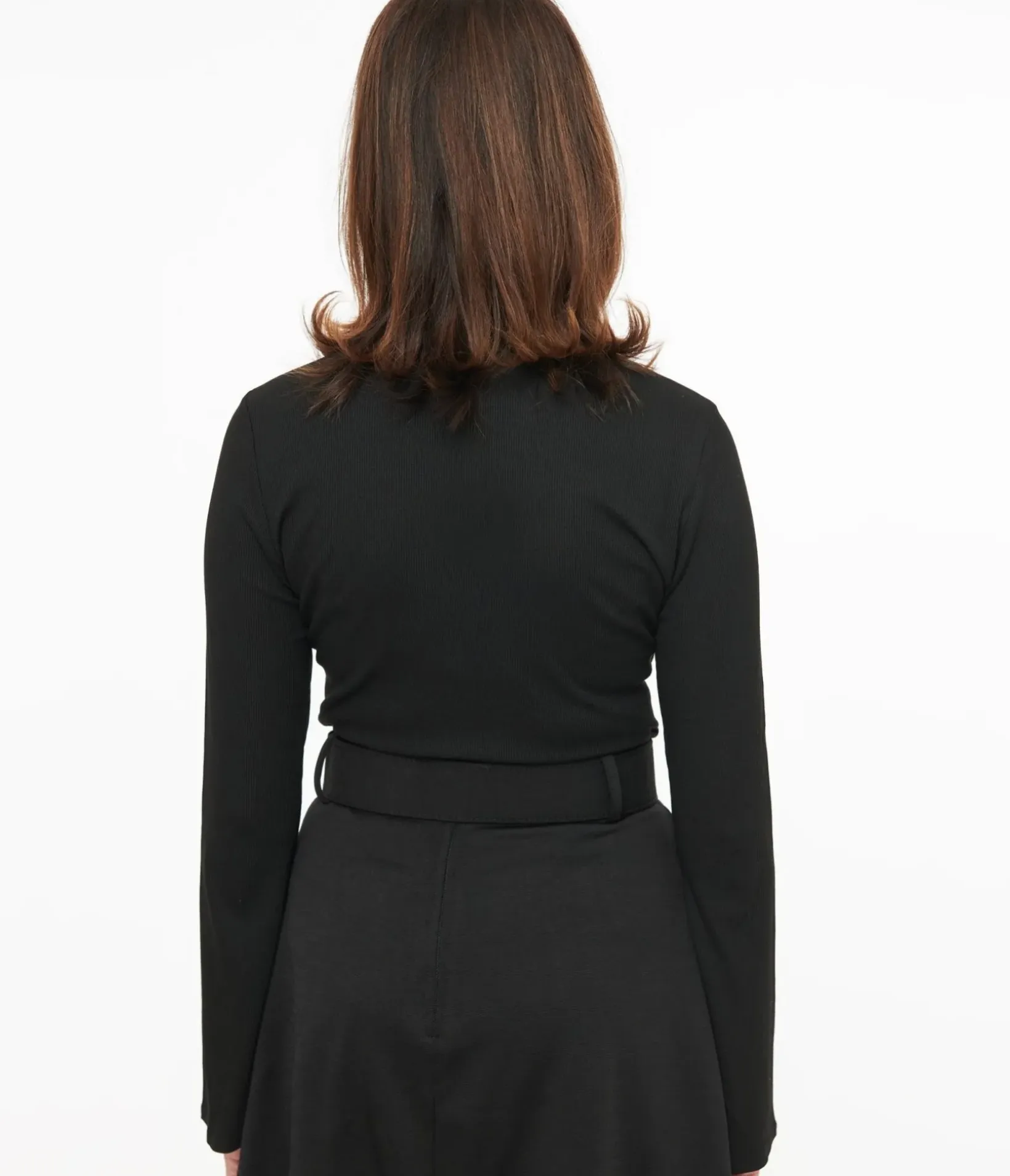 Unique Vintage All Things Black|Work Wear>Smak Parlour 1960s Black Mock Neck Bell Sleeve Top