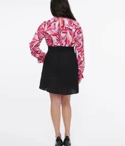 Unique Vintage Pocket Dresses|Everyday Dresses>Smak Parlour 1960s Black & Pink Paisley Ruffle Neck Empire A-Line Dress