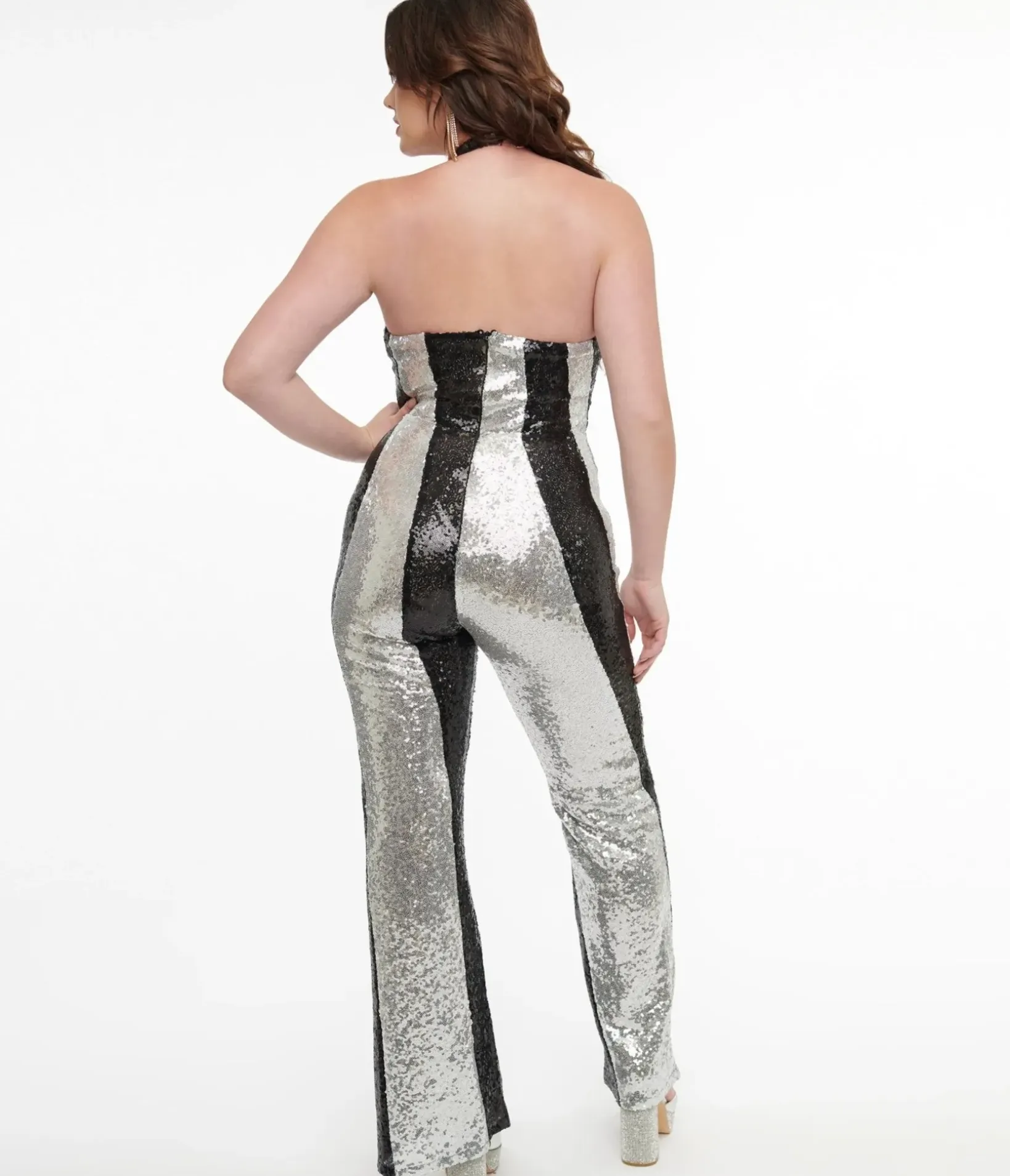 Unique Vintage Rompers & Jumpsuits|All Things Black>Smak Parlour 1960s Black & Silver Sequin Glamour Goddess Jumpsuit