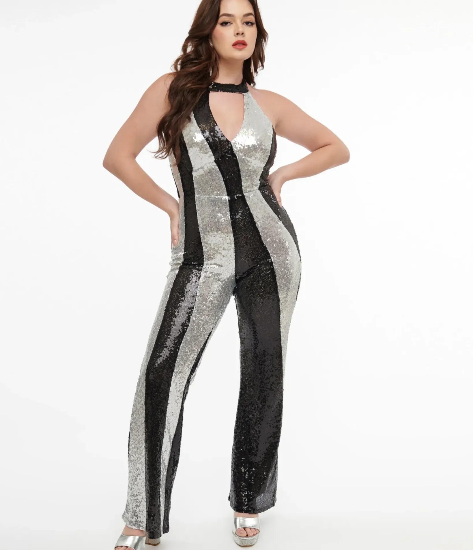 Unique Vintage Rompers & Jumpsuits|All Things Black>Smak Parlour 1960s Black & Silver Sequin Glamour Goddess Jumpsuit