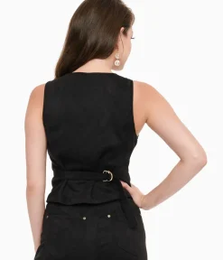 Unique Vintage Blouses|All Things Black>Smak Parlour 1970s Black Suede Fringe Vest