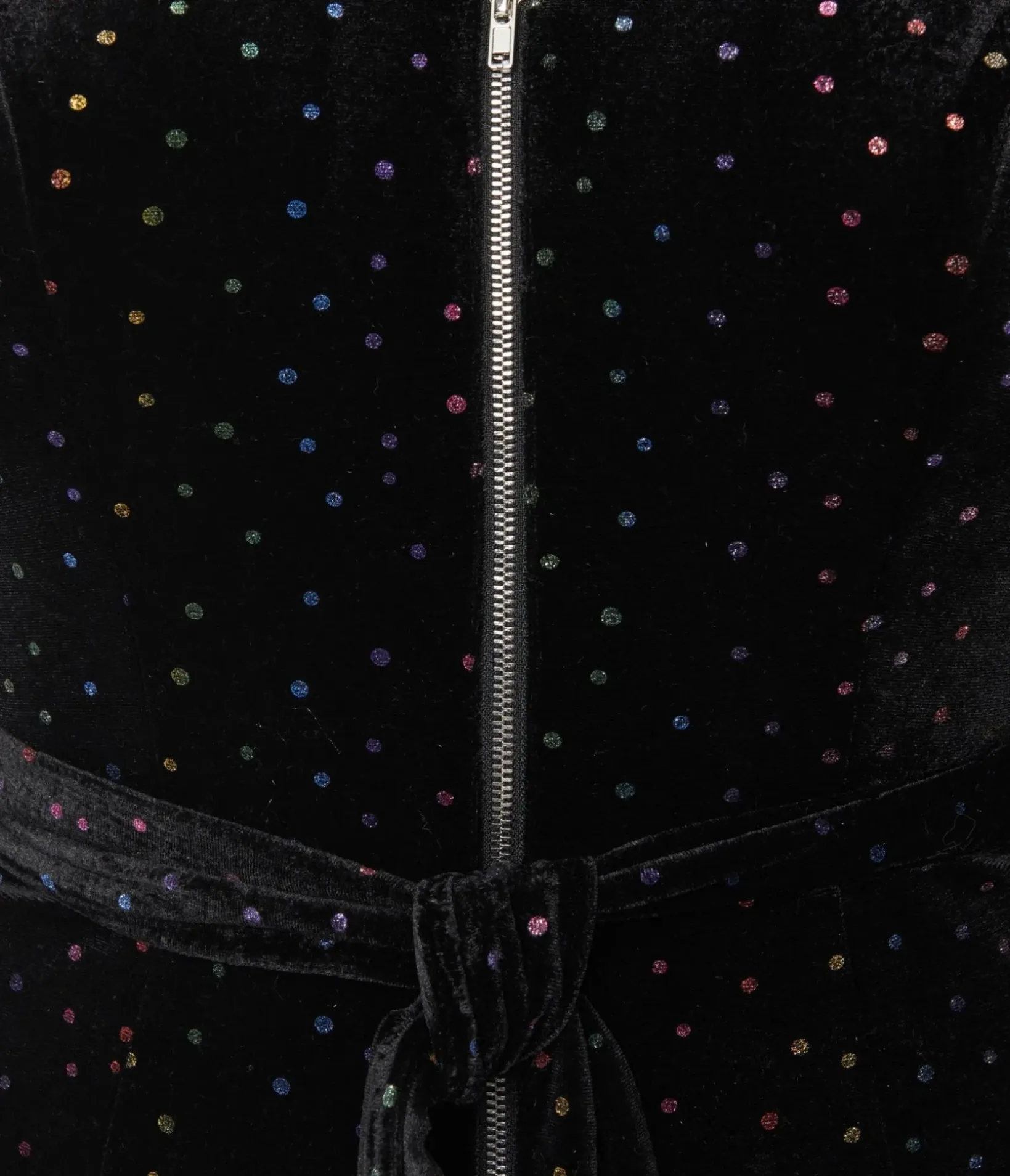 Unique Vintage Rompers & Jumpsuits|Rompers & Jumpsuits>Smak Parlour 1970s Black Velvet & Rainbow Glitter Polka Dots Halter Jumpsuit