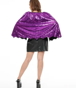 Unique Vintage All Things Black|Halloween>Smak Parlour 1960s Black Vinyl & Purple Sequin Cape Shift Dress