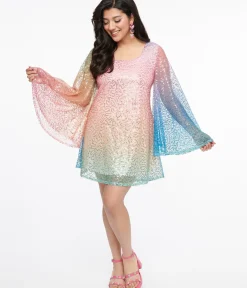 Unique Vintage Everyday Dresses>Smak Parlour 1960s Rainbow Ombre Sequin Downtown Scene Mini Dress