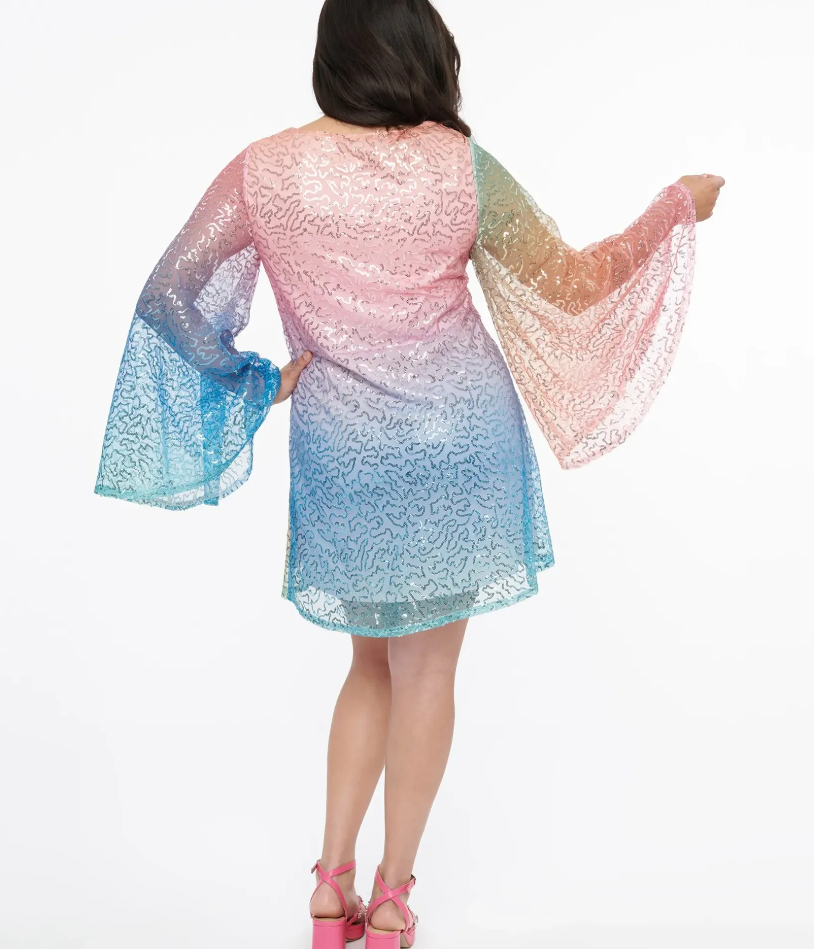 Unique Vintage Everyday Dresses>Smak Parlour 1960s Rainbow Ombre Sequin Downtown Scene Mini Dress