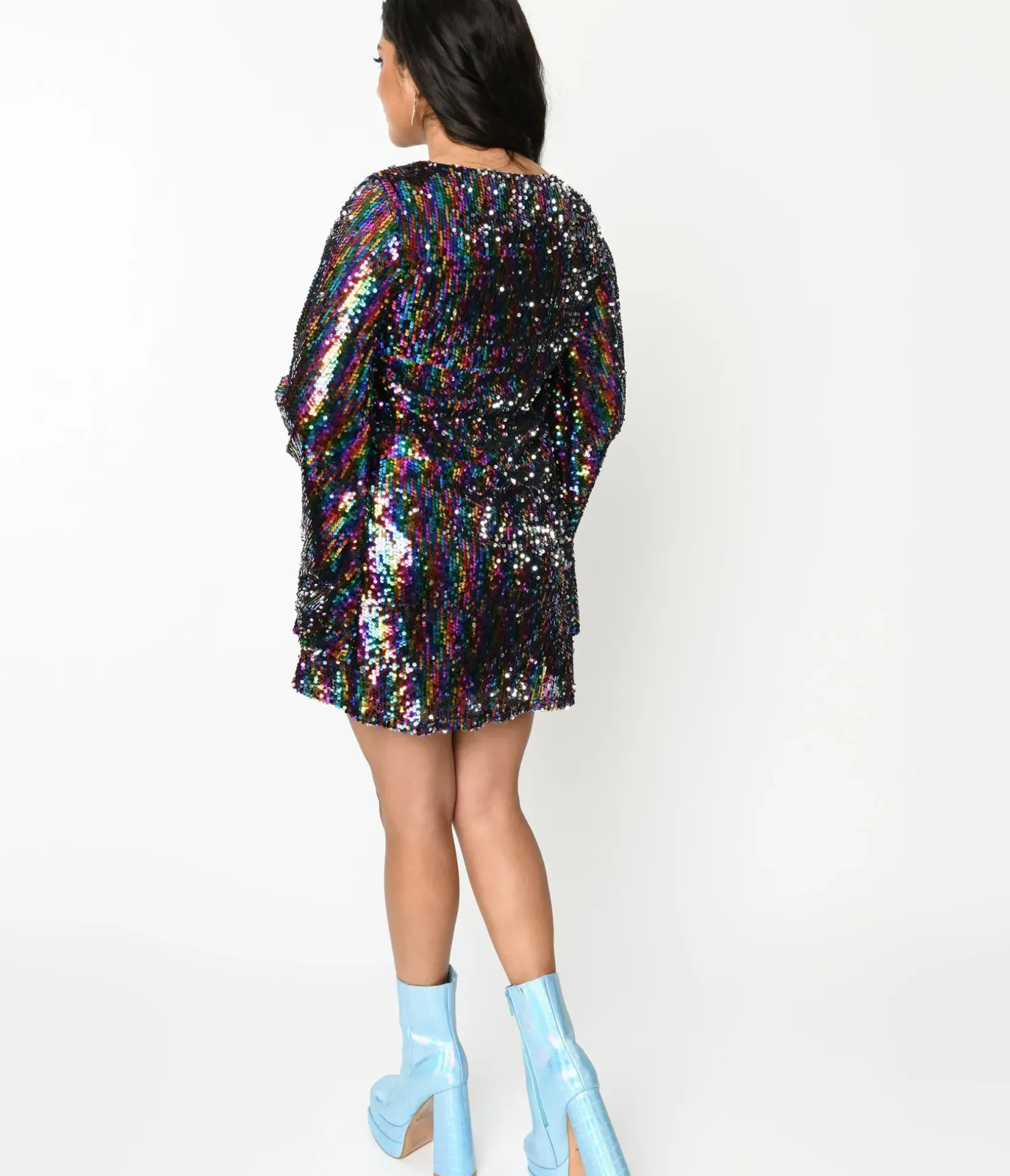 Unique Vintage Pocket Dresses|Everyday Dresses>Smak Parlour 1960s Rainbow Sequin Downtown Scene Mini Dress