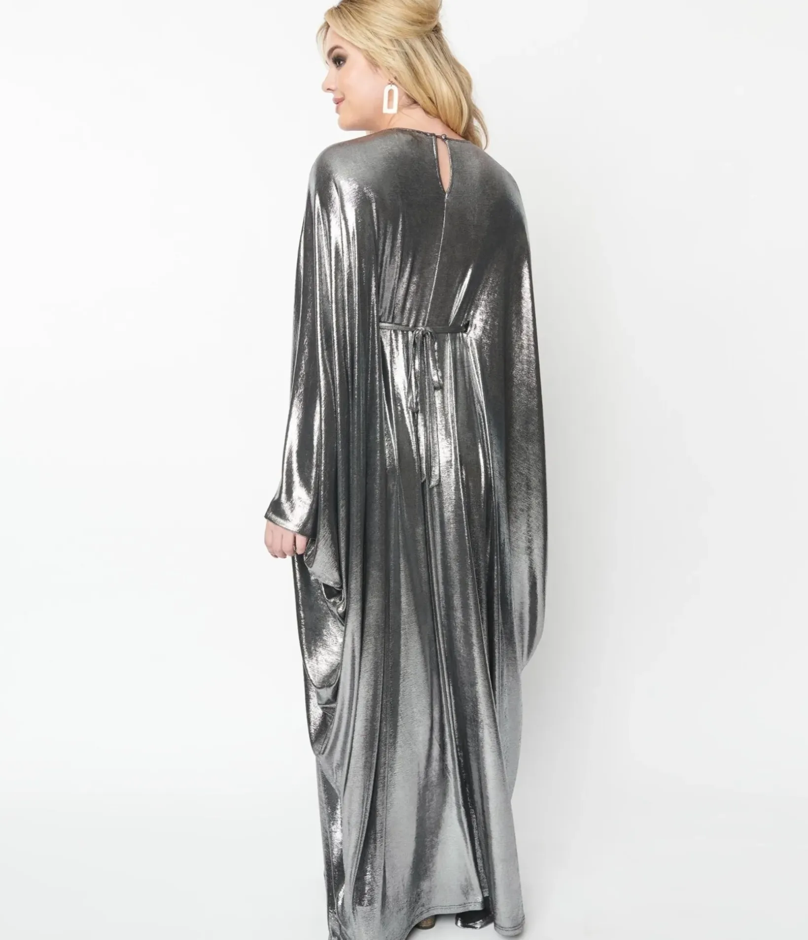Unique Vintage Maxi|Caftans>Smak Parlour 1970s Silver Batwing Caftan