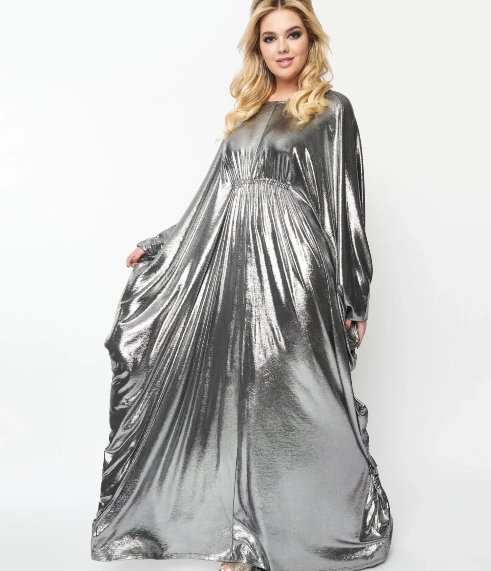 Unique Vintage Maxi|Caftans>Smak Parlour 1970s Silver Batwing Caftan