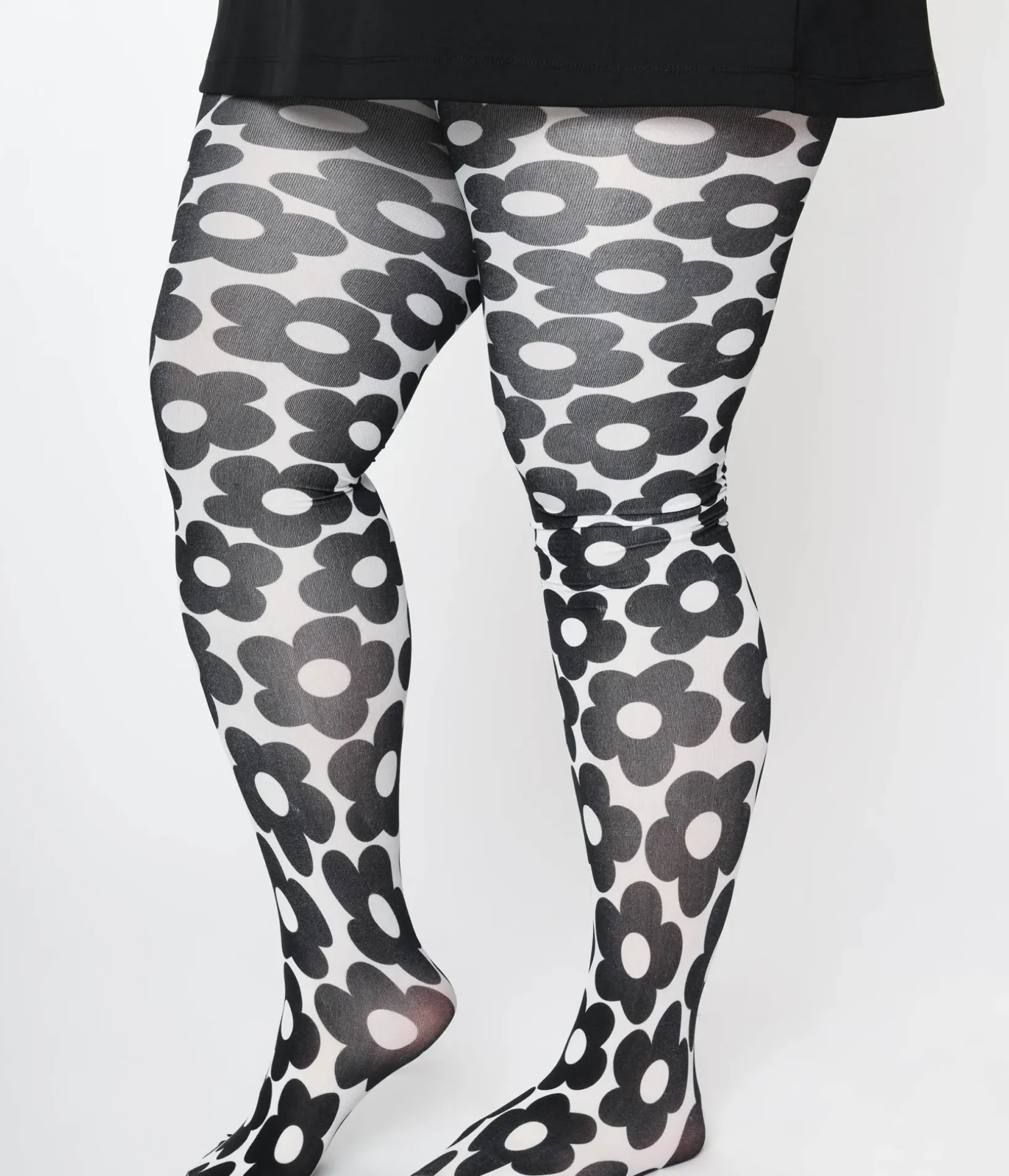 Unique Vintage All Things Black|Stockings & Tights>Smak Parlour White & Black Daisy Tights