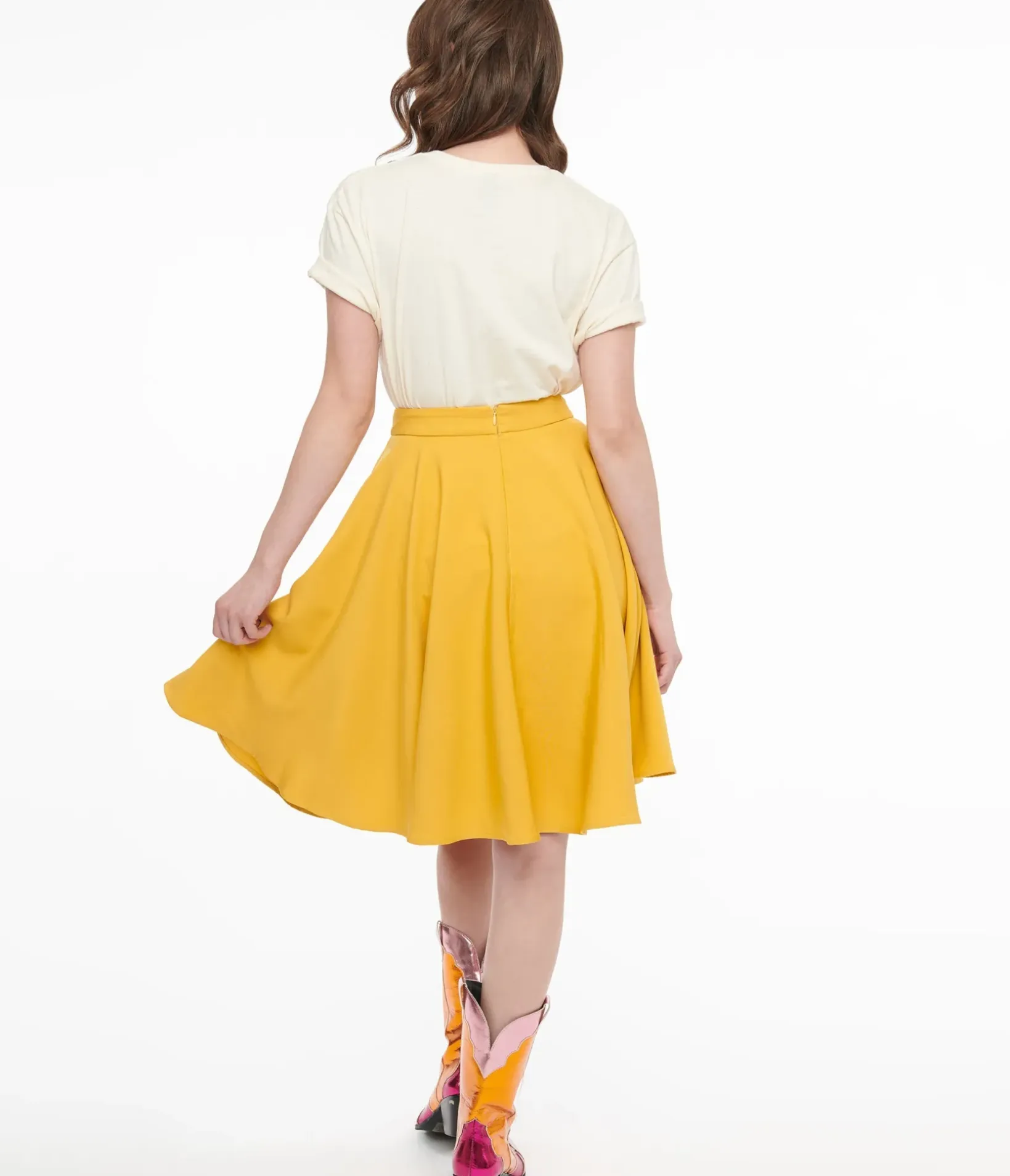 Unique Vintage Skirts|Skirts>1950s Mustard Swing Skirt
