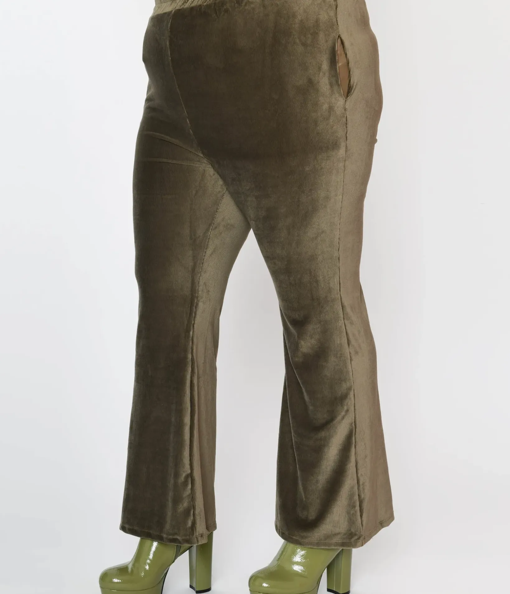 Unique Vintage Pants|Pants>1970s Olive Green Corduroy Knit Pants