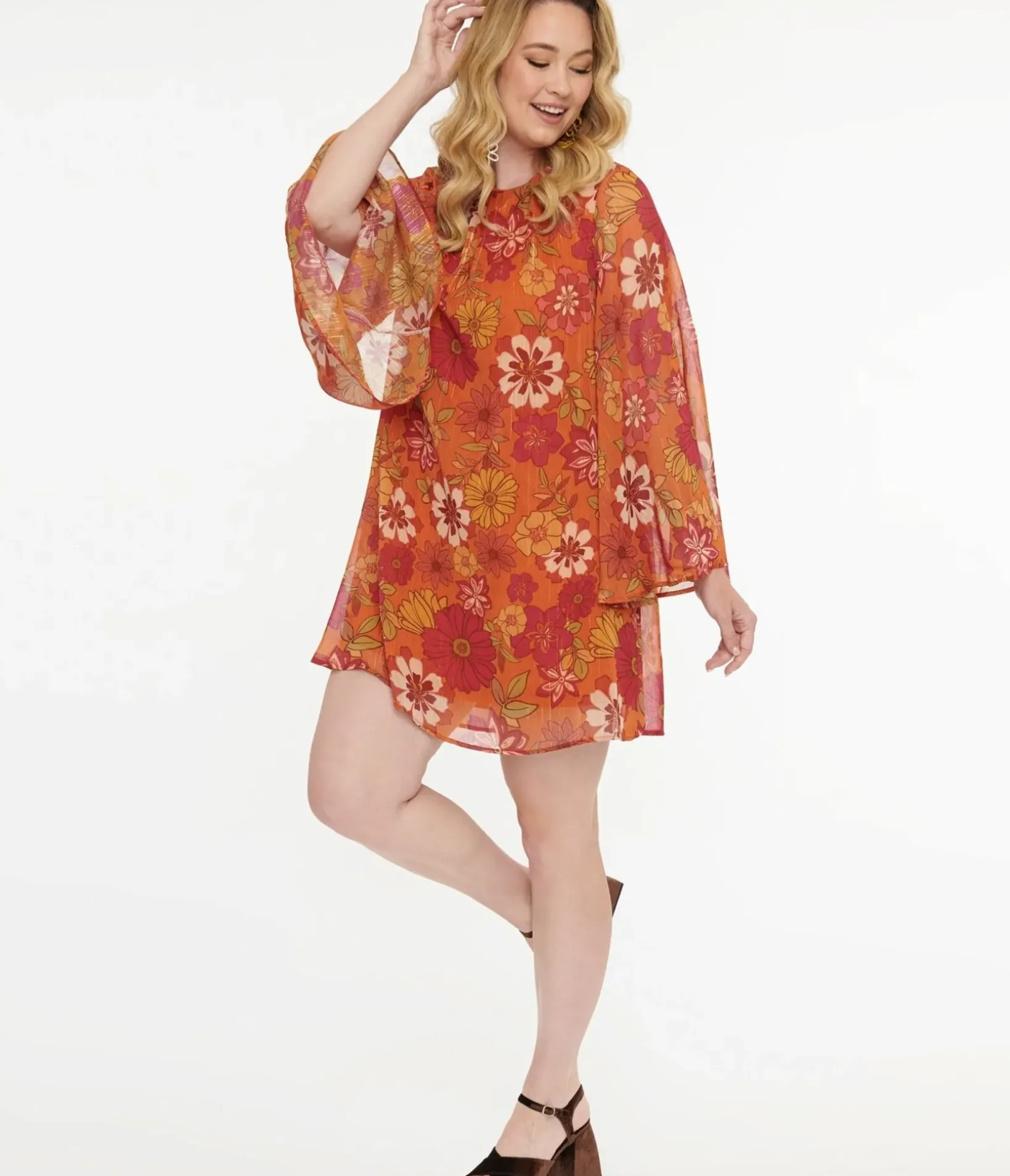 Unique Vintage Everyday Dresses|All Things Pink>1970s Orange & Pink Floral Anything I Want Mini Dress