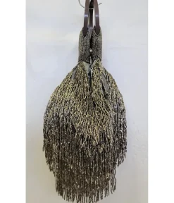 Unique Vintage Special Occasion|Prom Accessories>1920s Pewter Beaded Fringe Wristlet