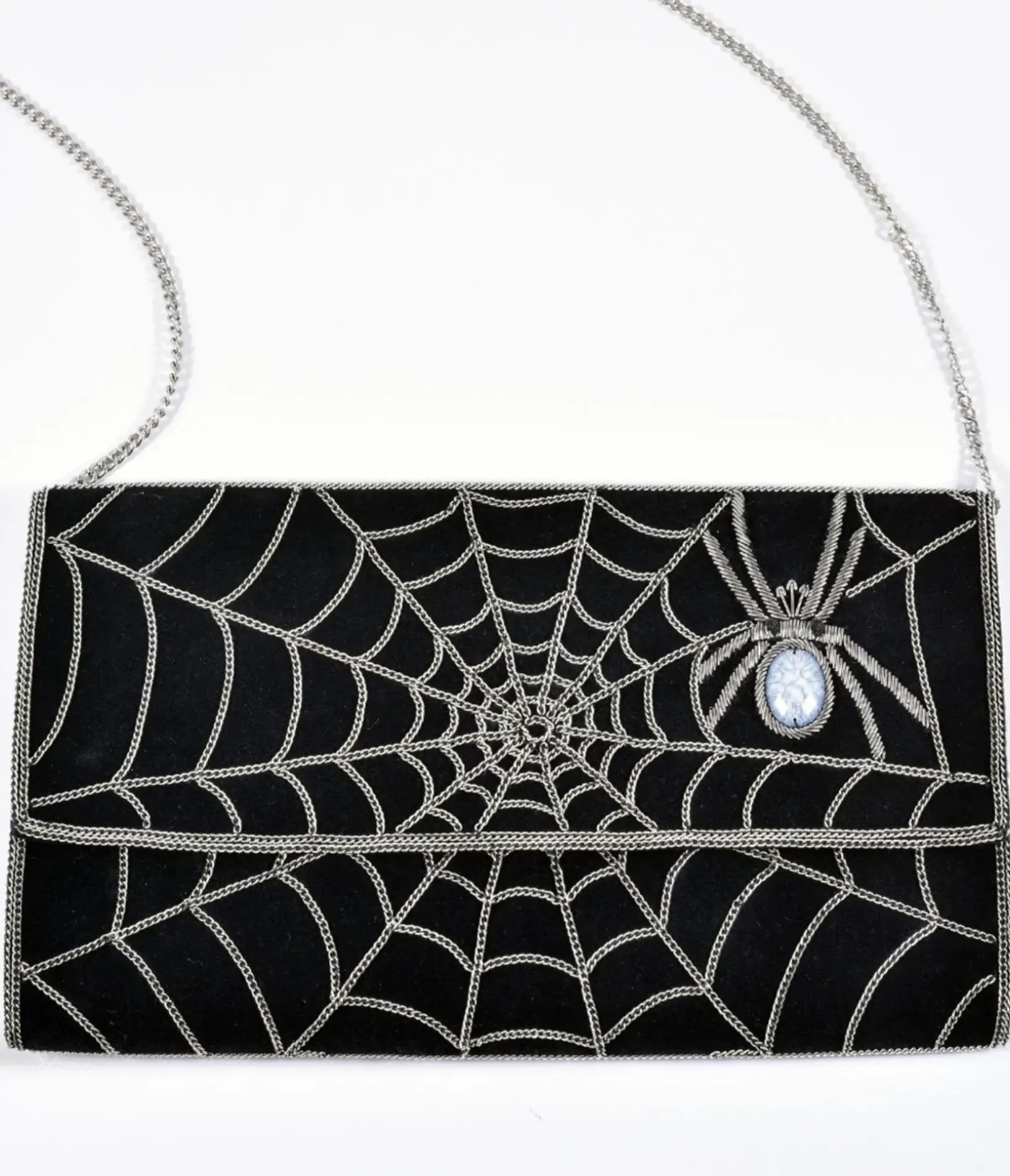 Unique Vintage Novelty Bags>Spider Web Embroidered Clutch