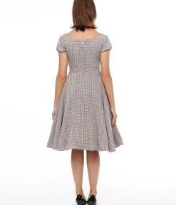 Unique Vintage Fit & Flare|Pocket Dresses>1950s Pink Plaid Fit & Flare Dress
