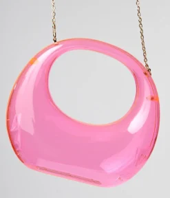 Unique Vintage All Things Pink|Novelty Bags>1960s Pink Transparent Bess Crossbody Evening Bag